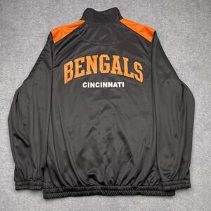 Cincinnati Bengals nfl jacket black orange zip up size medium